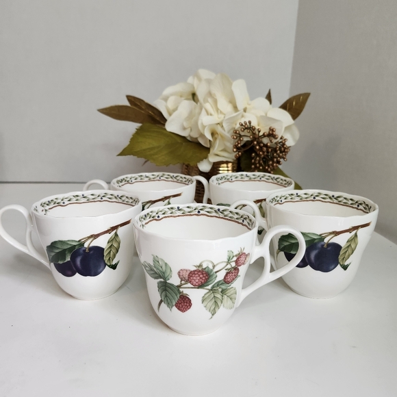 Vtg Lot of 5 Noritake Royal Orchard Cups Fruit 9416 Primachina Japan 1989- 2002 - Picture 2 of 10